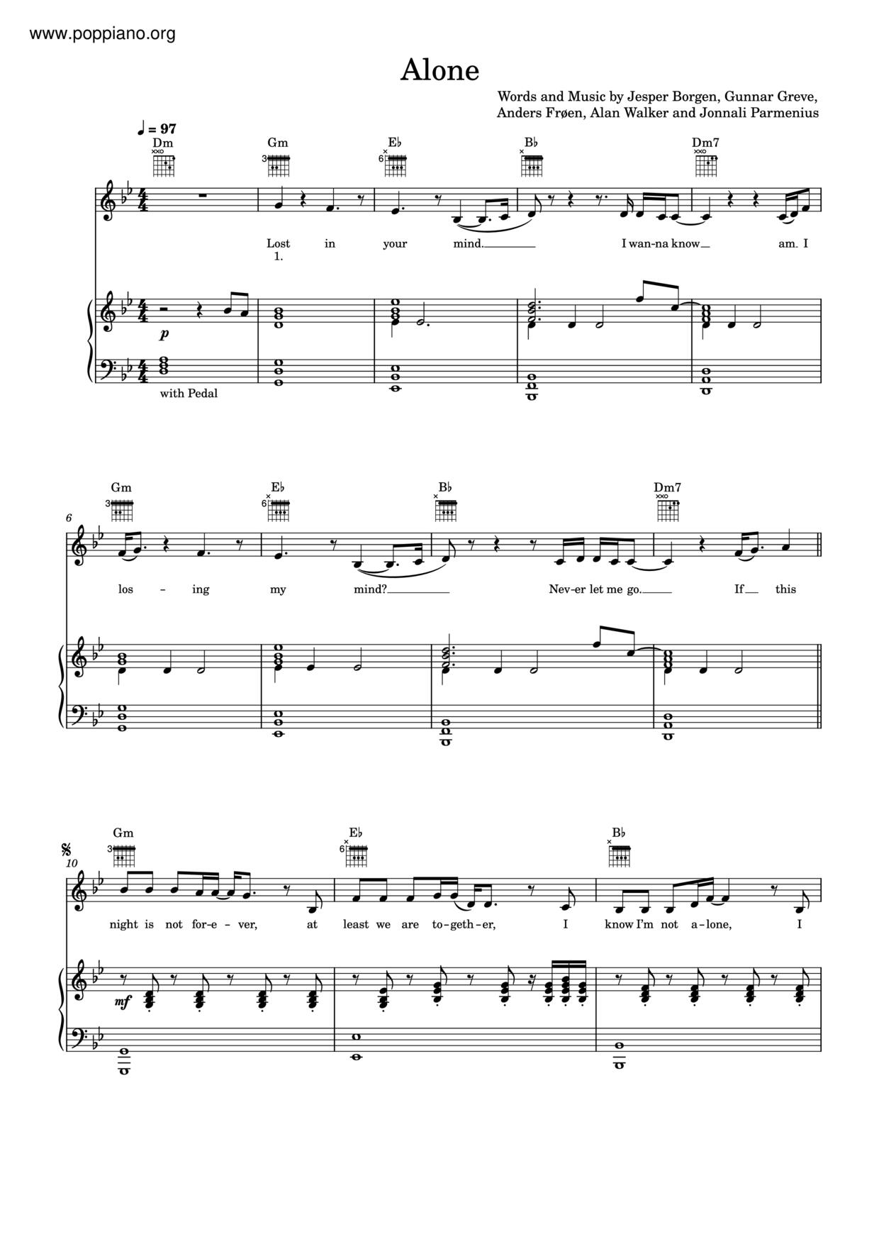 Alan Walker Alone Sheet Music Pdf Free Score Download 