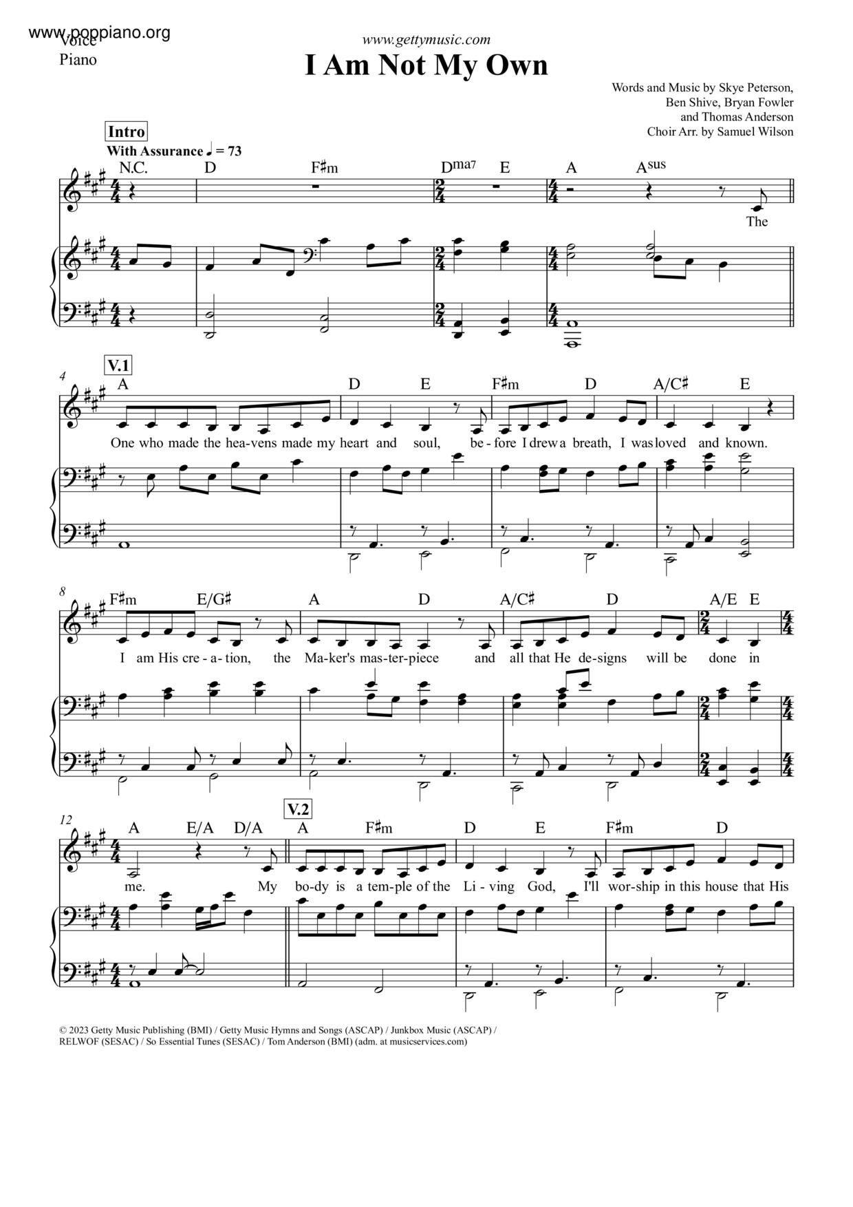 Spiritual-I Am Not My Own Sheet Music pdf, - Free Score Download ★