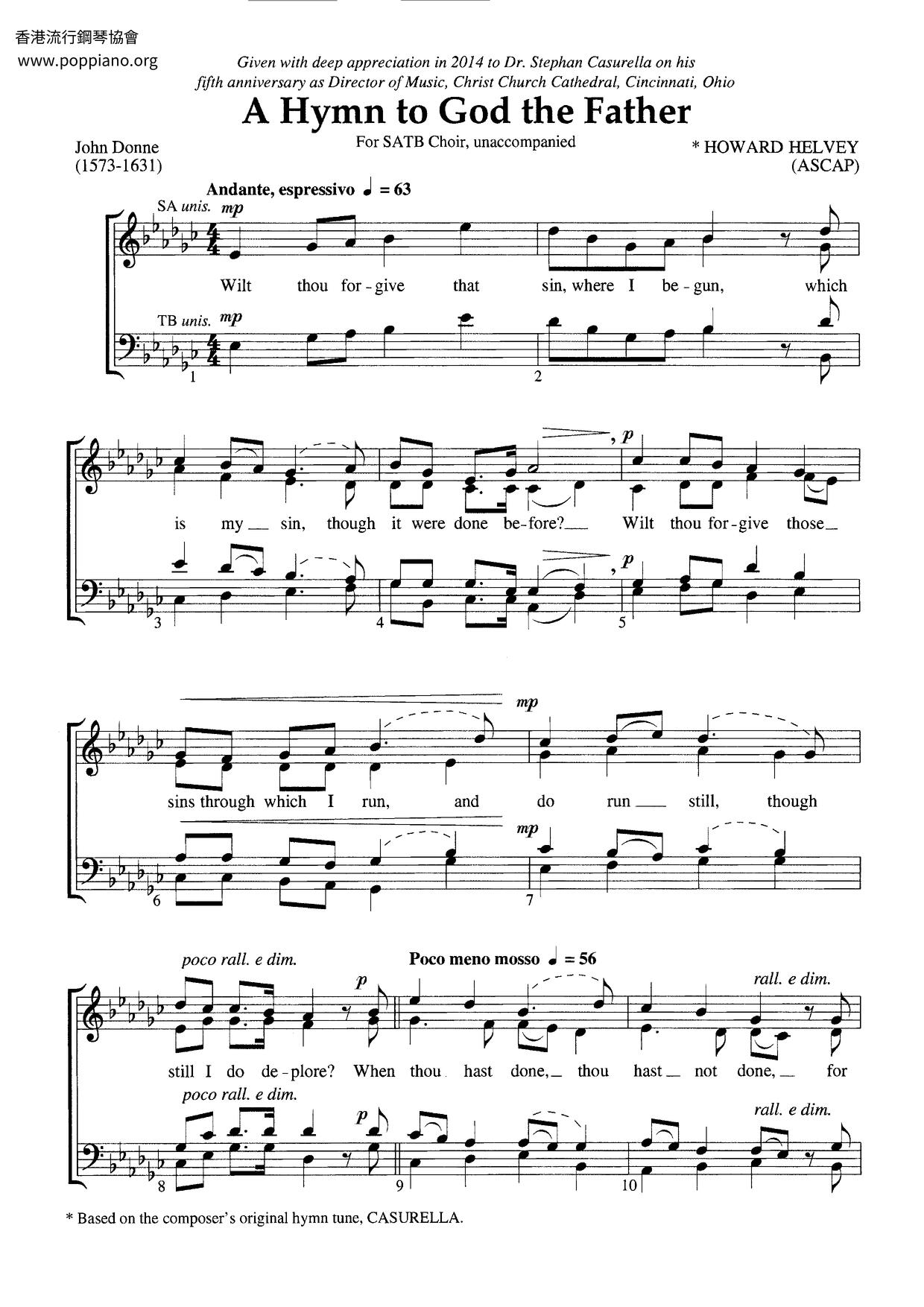 Spiritual-A Hymn To God The Father Sheet Music pdf, - Free Score Download ★