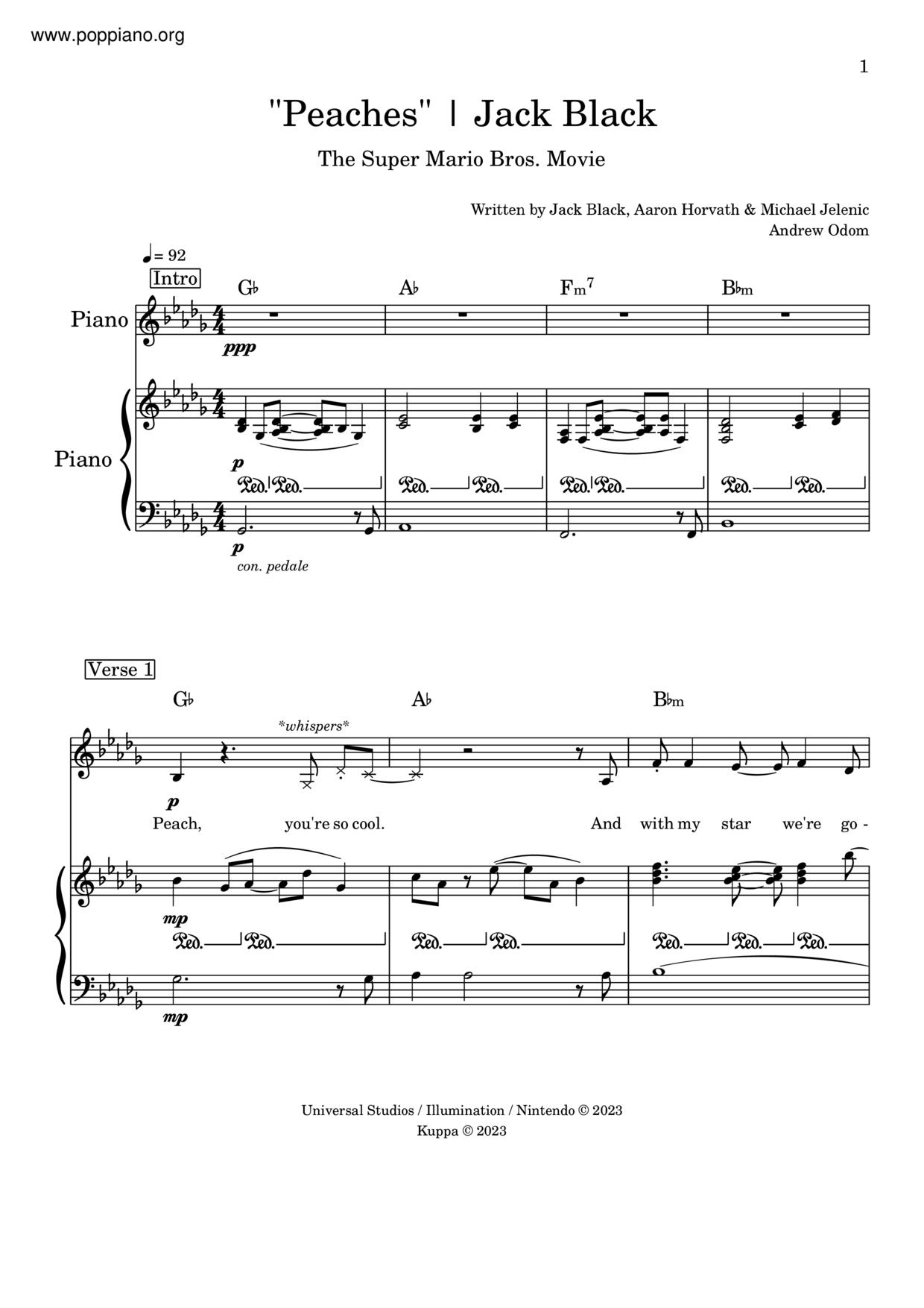 Jack Black — Peaches (Piano Sheet Music) in 2023