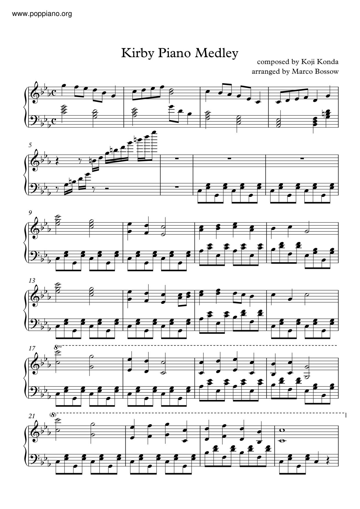 Kirby Piano Medley Score