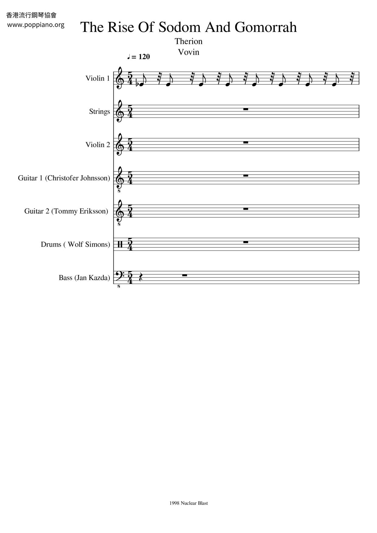 The Rise Of Sodom And Gomorrah琴譜