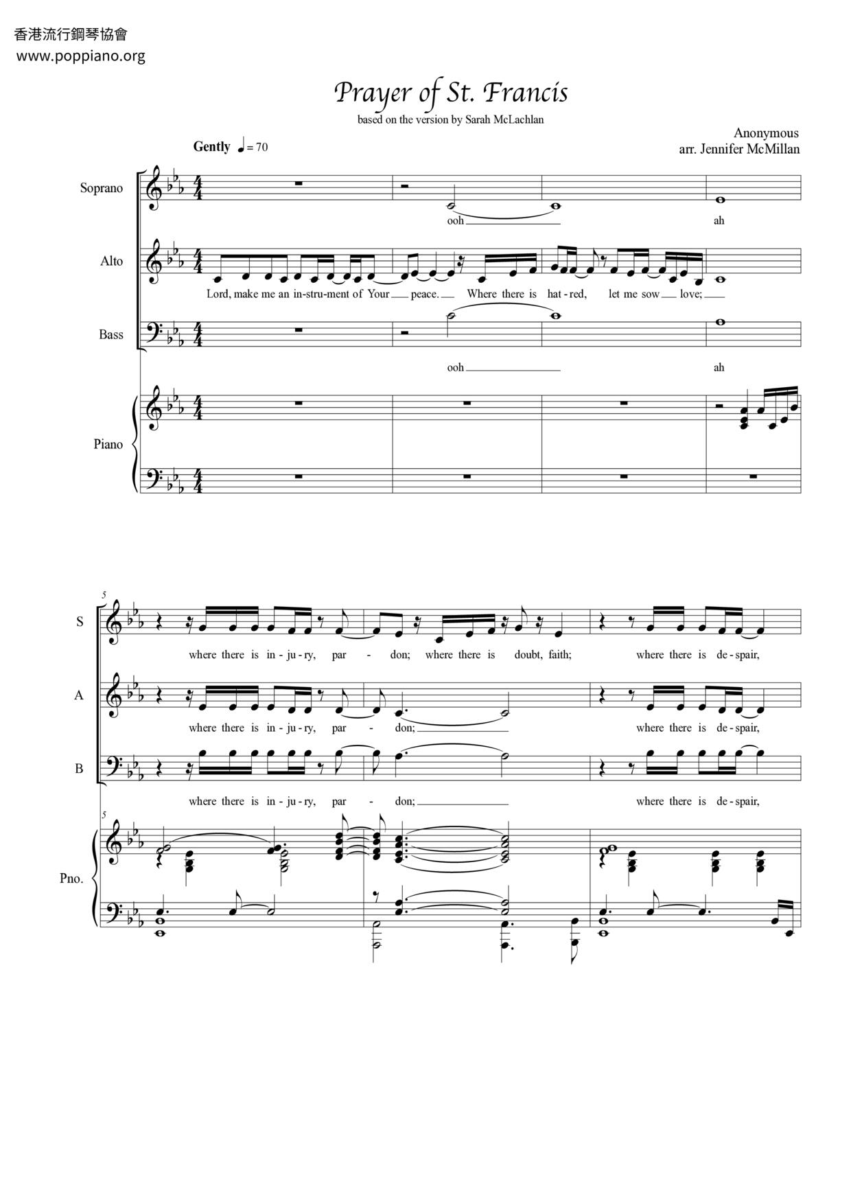 Spiritual-Prayer Of St Francis Sheet Music pdf, - Free Score Download ★