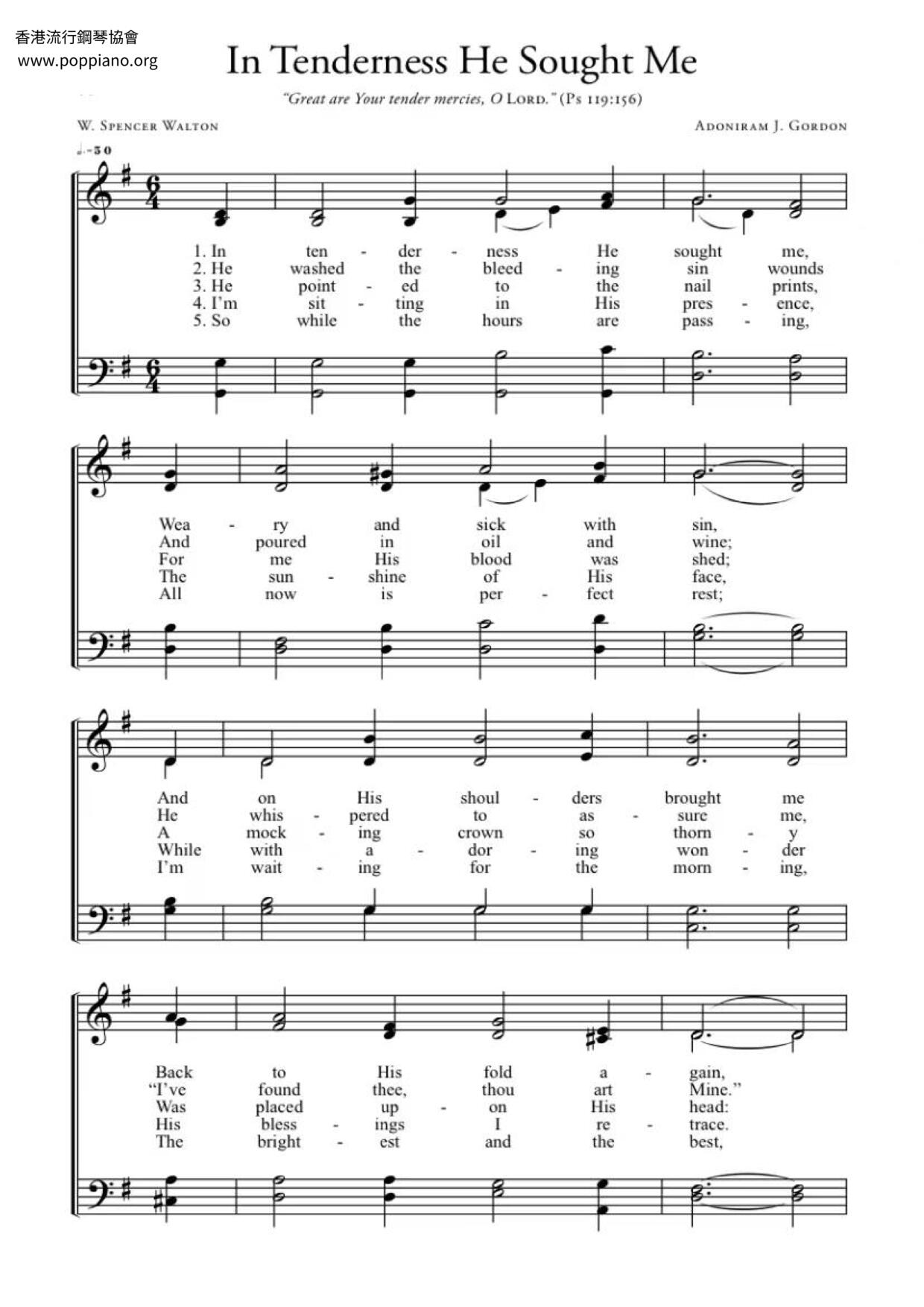 ☆ Spiritual-In Tenderness He Sought Me Sheet Music pdf, - Free