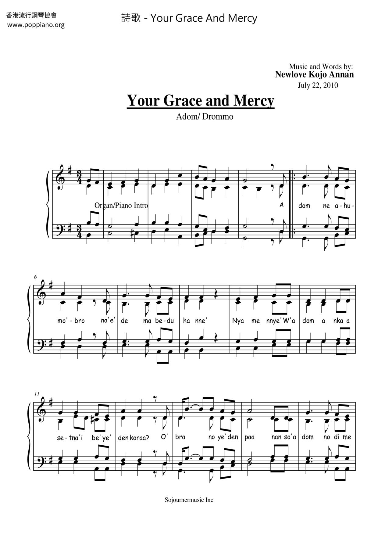 Your Grace And Mercy琴譜