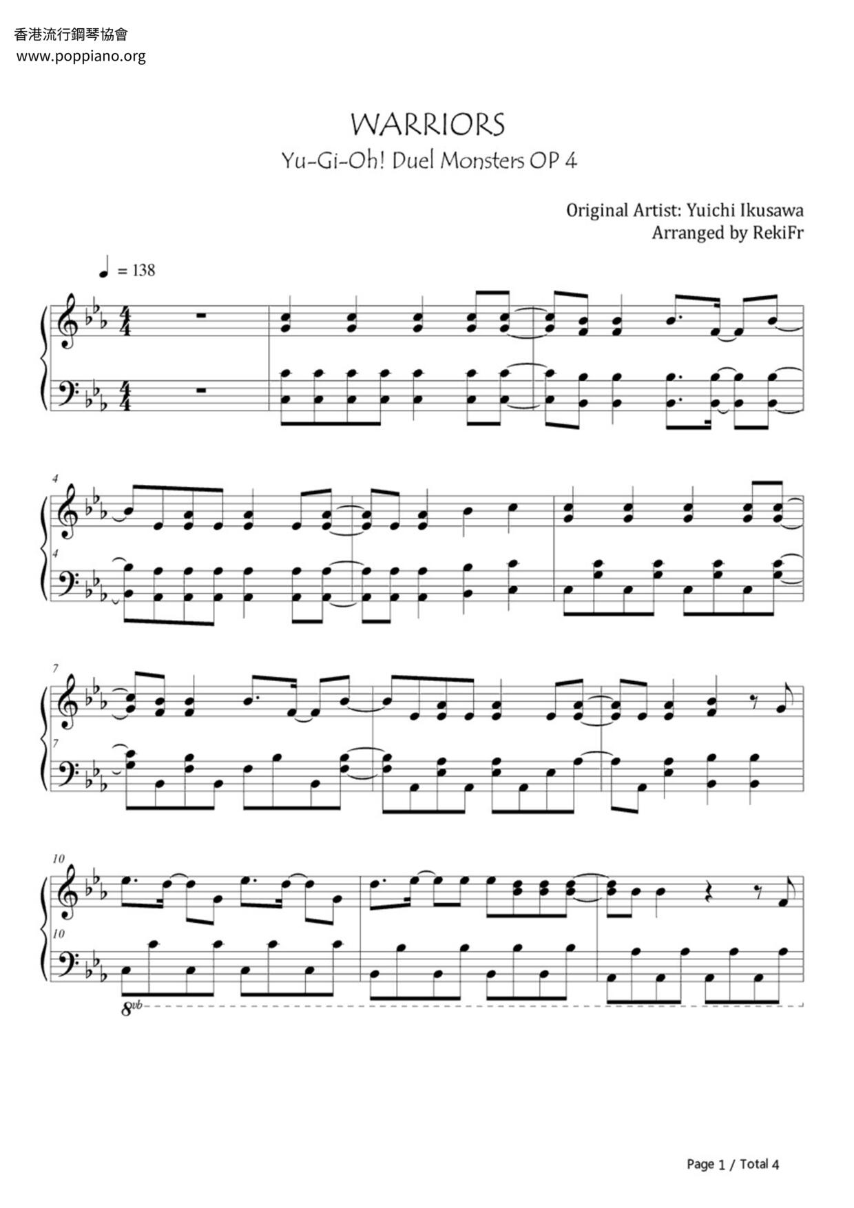 yu-gi-oh-warriors-sheet-music-pdf-free-score-download