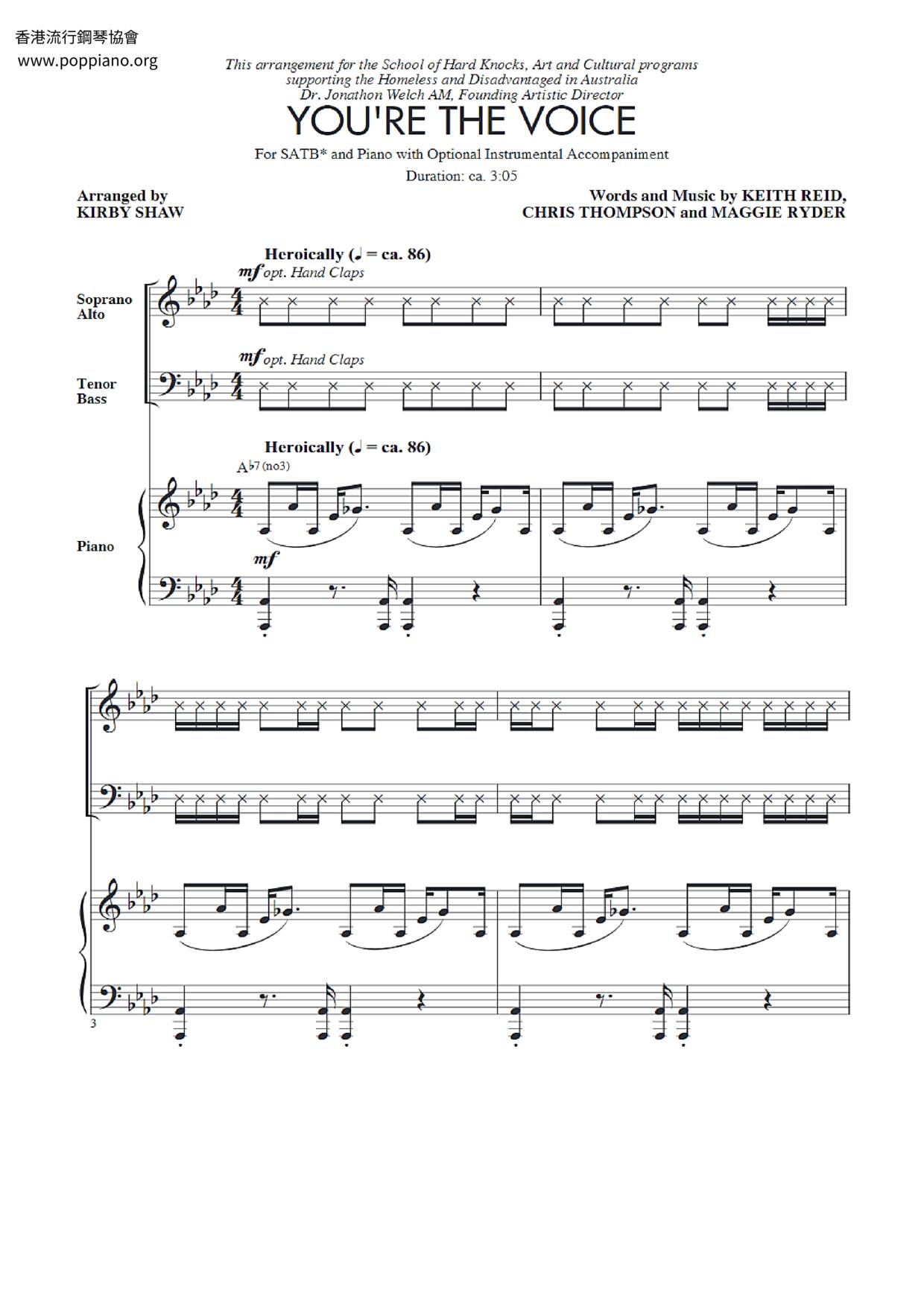 John Farnham You Re The Voice Sheet Music Pdf Free Score Download