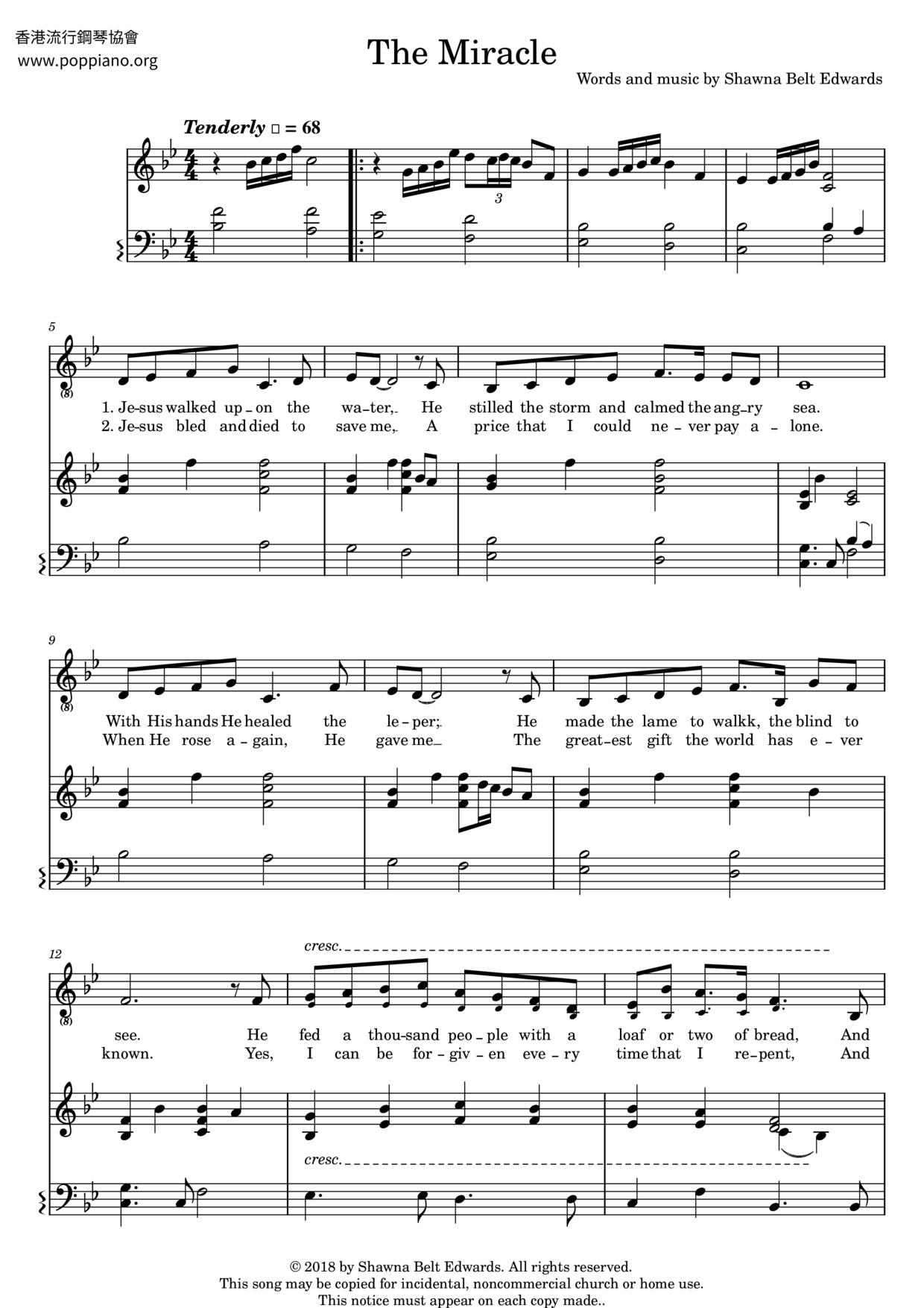 Shawna Belt Edwards The Miracle Sheet Music Pdf Free Score Download 