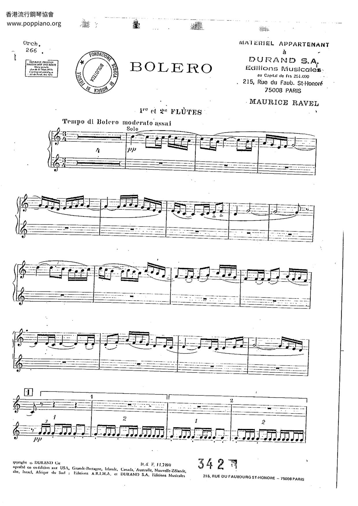 Bolero Ravel Score