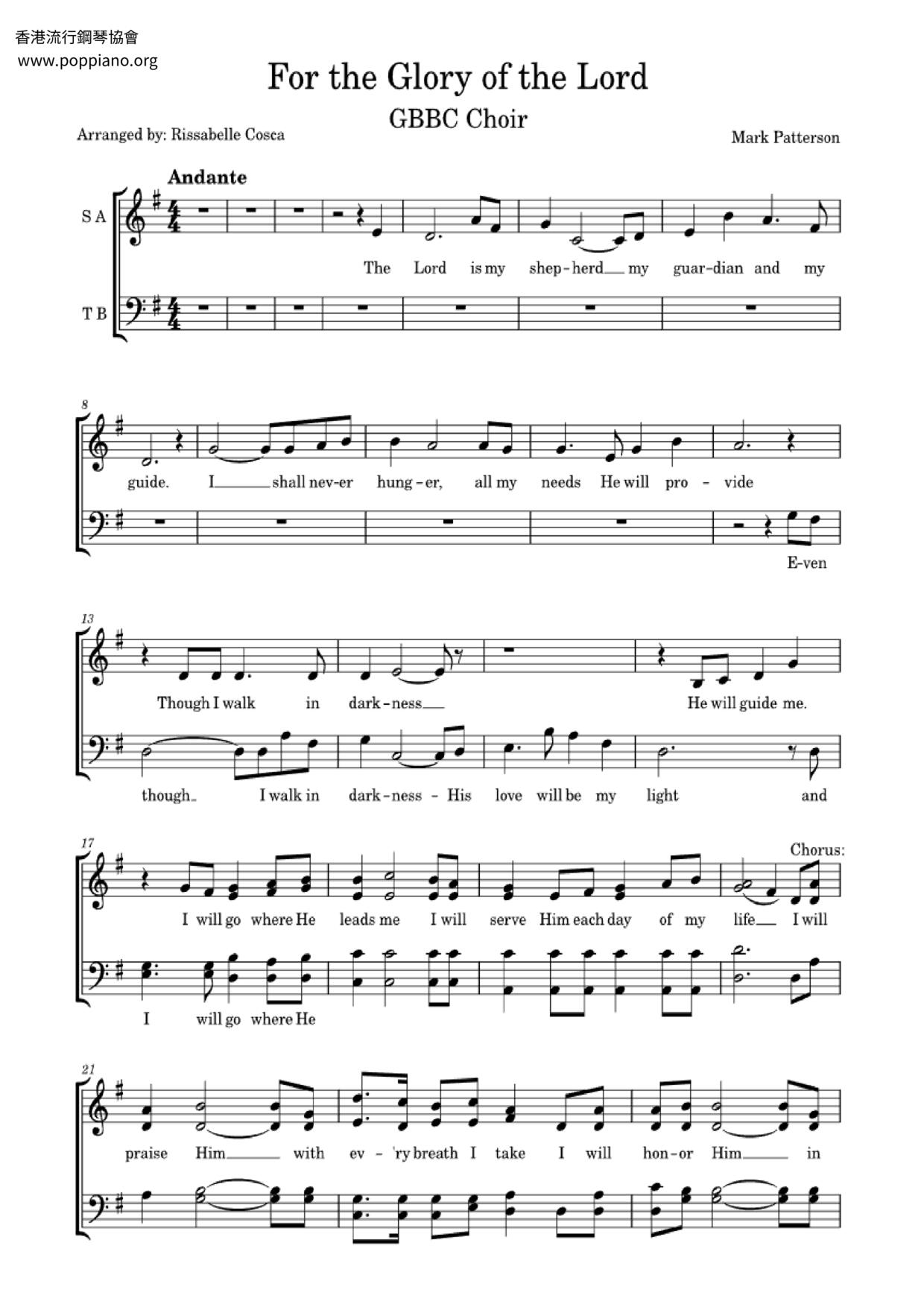 Spiritual For The Glory Of The Lord Sheet Music Pdf Free Score Download ★